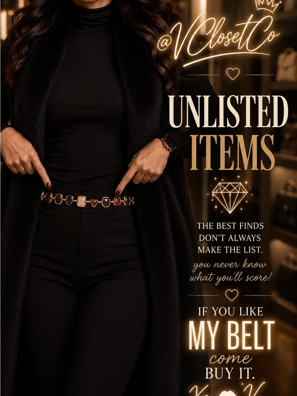 Womens Gold Chain-Link Belt with Stone Accents NWT Gem 💎 Maxxing